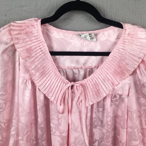 Vintage Christian Dior Robe Womens M Pink Maxi Embossed Romantic Victorian - Picture 10 of 16